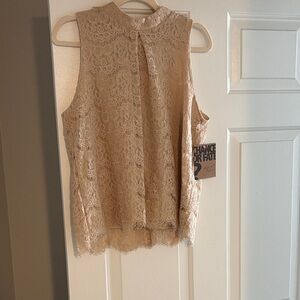 Chance or Fate Lace High-Neck Camisole in Blush Beige